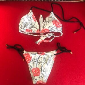 Teeny tiny rose print string bikini. Size xs